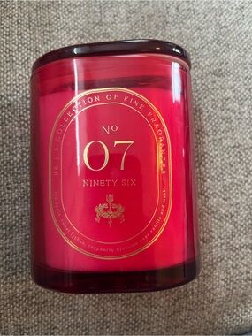Ninety Red Glass Candle Jar with Gold Accents